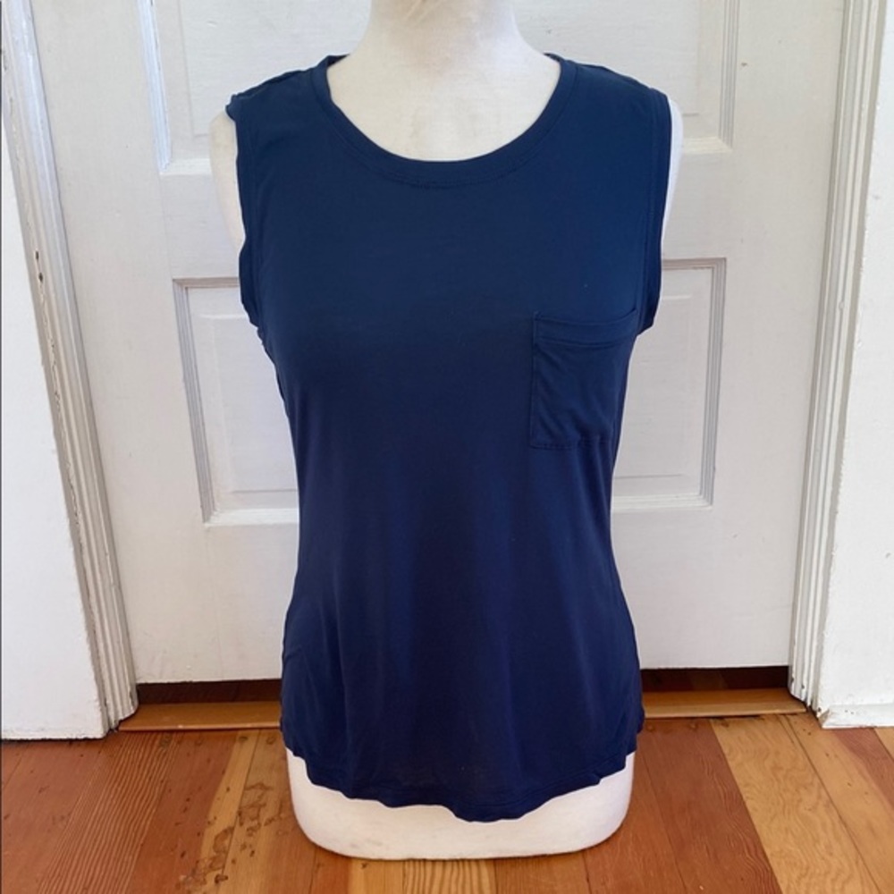 Bcbgmaxazria Blue Sleeveless Cut Out Back Top Medium